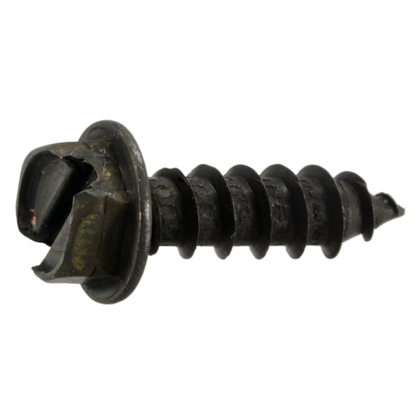 Midwest Fastener Sheet Metal Screw, #12 x 3/4 in, Black Oxide Steel Flange Hex Head Slotted Drive, 12 PK 39576 - main